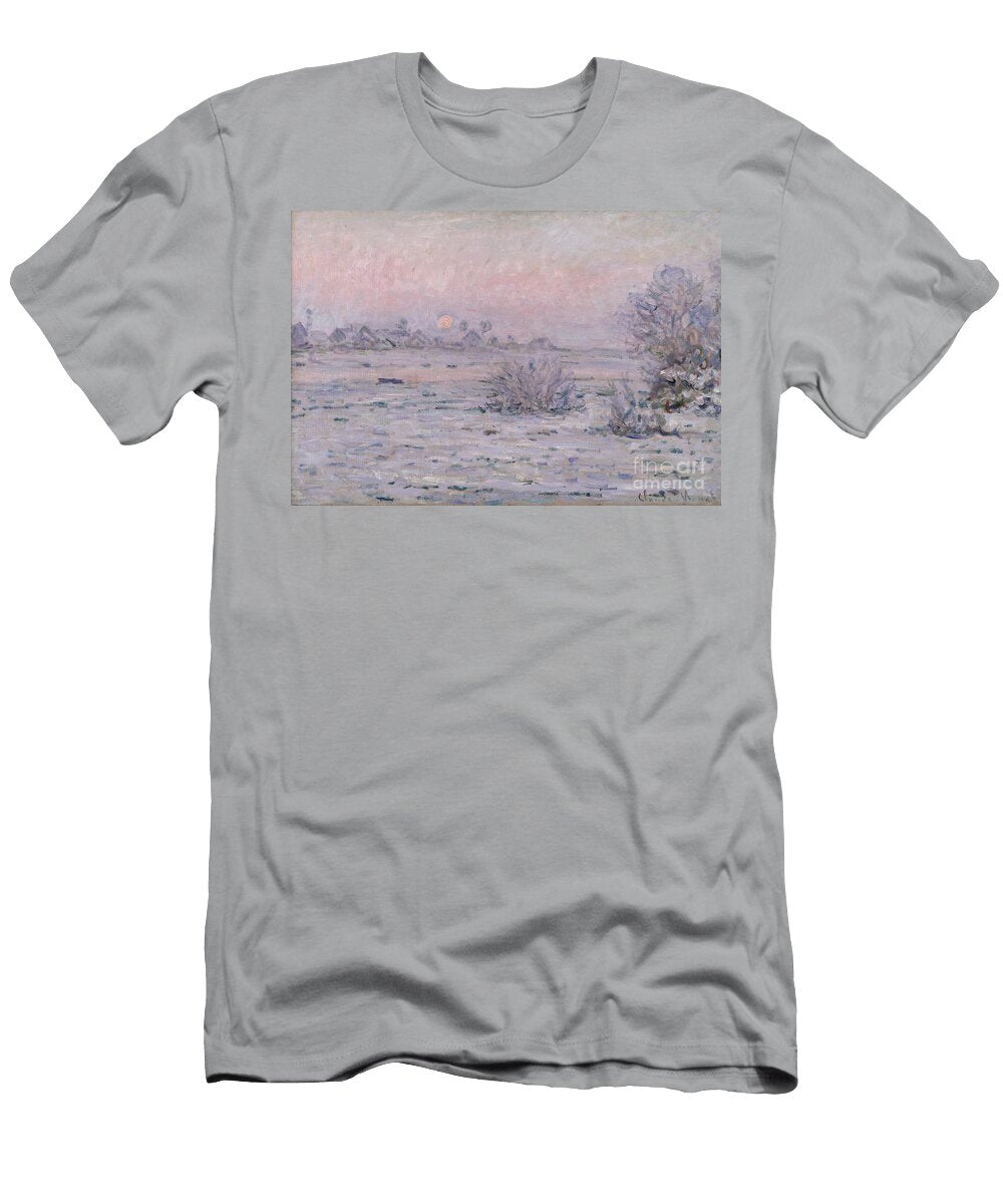 Snowy Landscape At Twilight Claude Monet T-Shirt