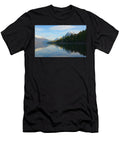 Snowy Peaks At Lake Mcdonald Whispering Peaks Photography T-Shirt