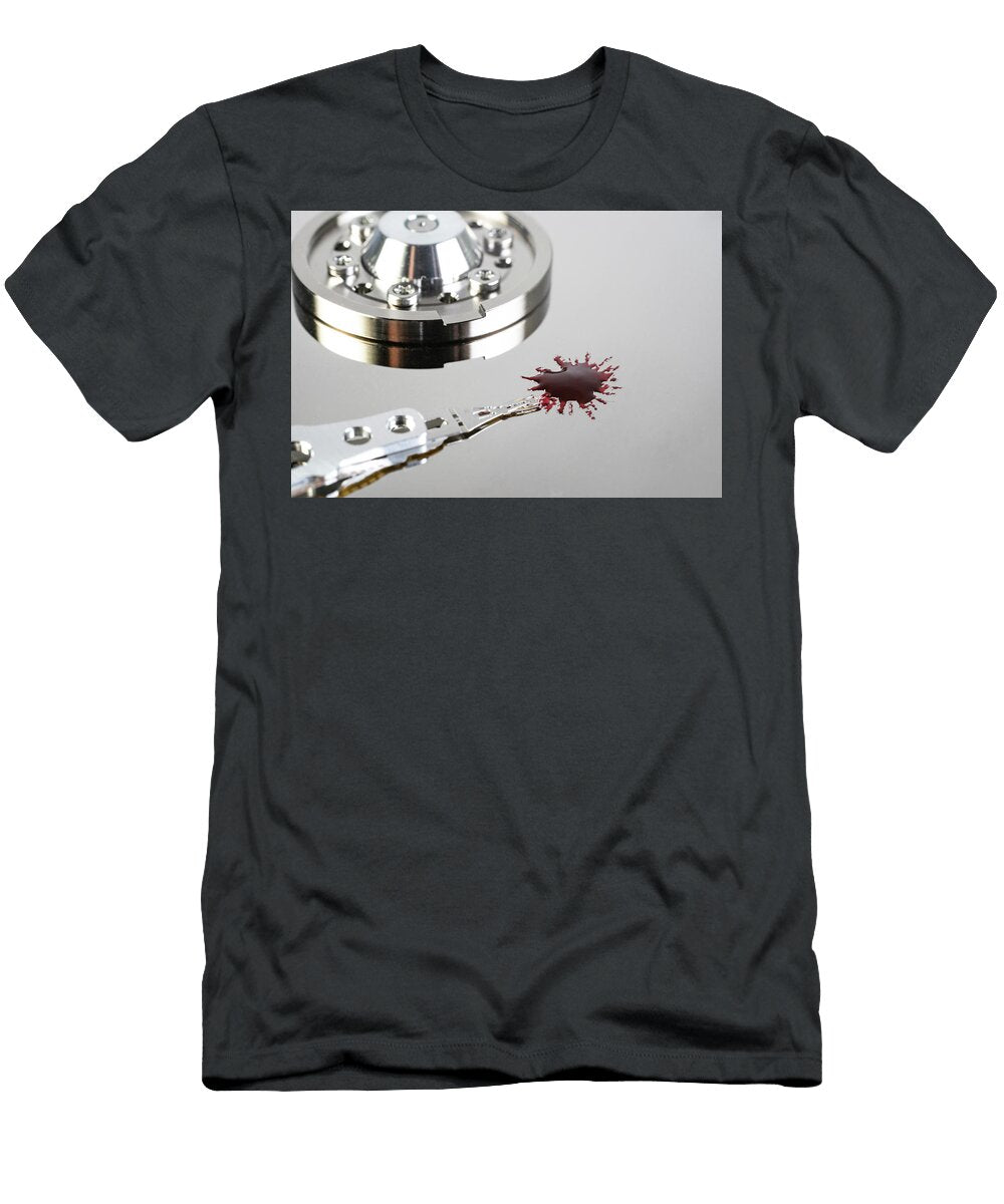 Spiked Virus or Drop of Blood on a Hard Drive Surface Creative Dorin Puha T-Shirt
