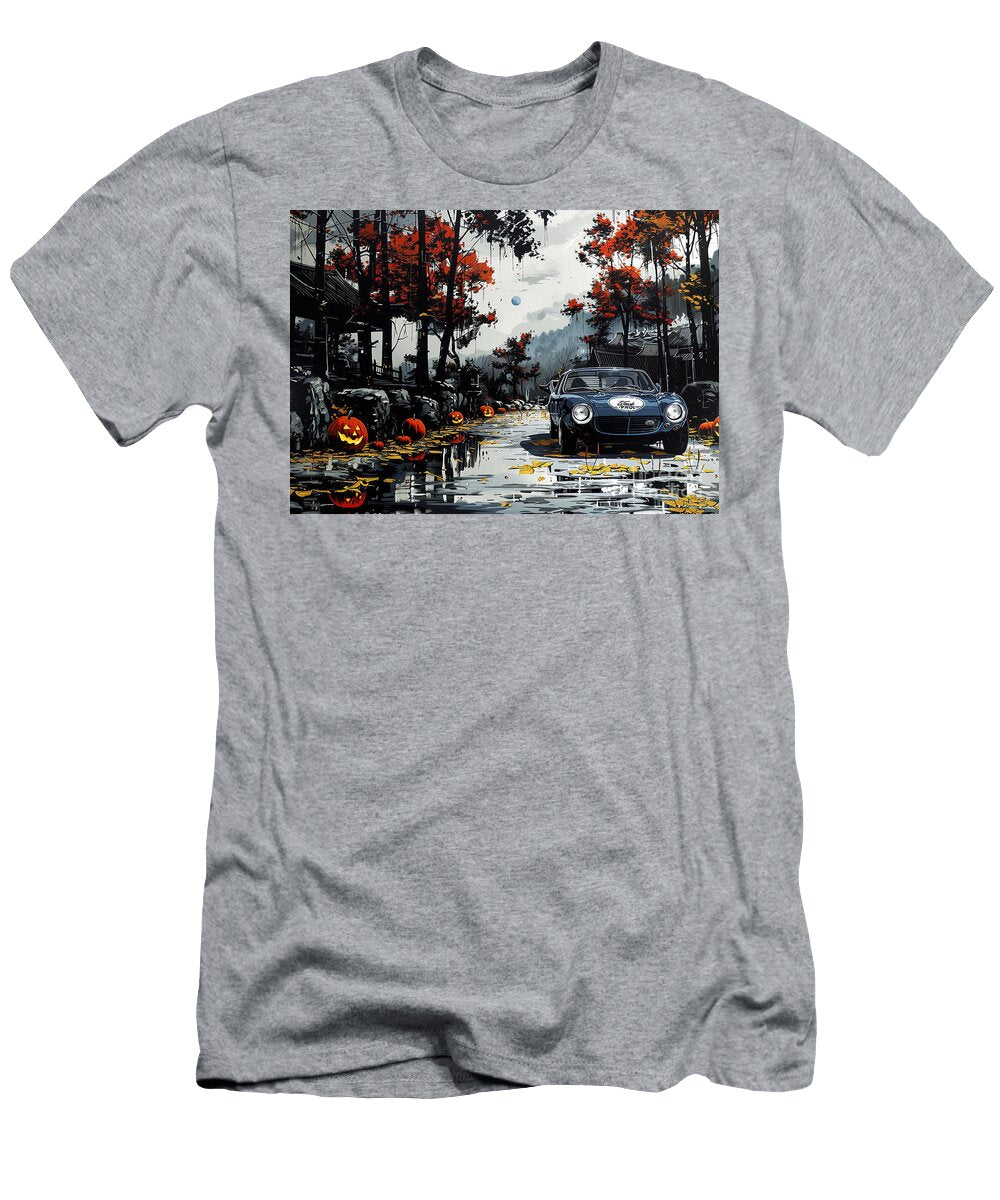 Spooky Halloween Drive Classic Ford Puma in an Autumn Forest Clark Leffler T-Shirt