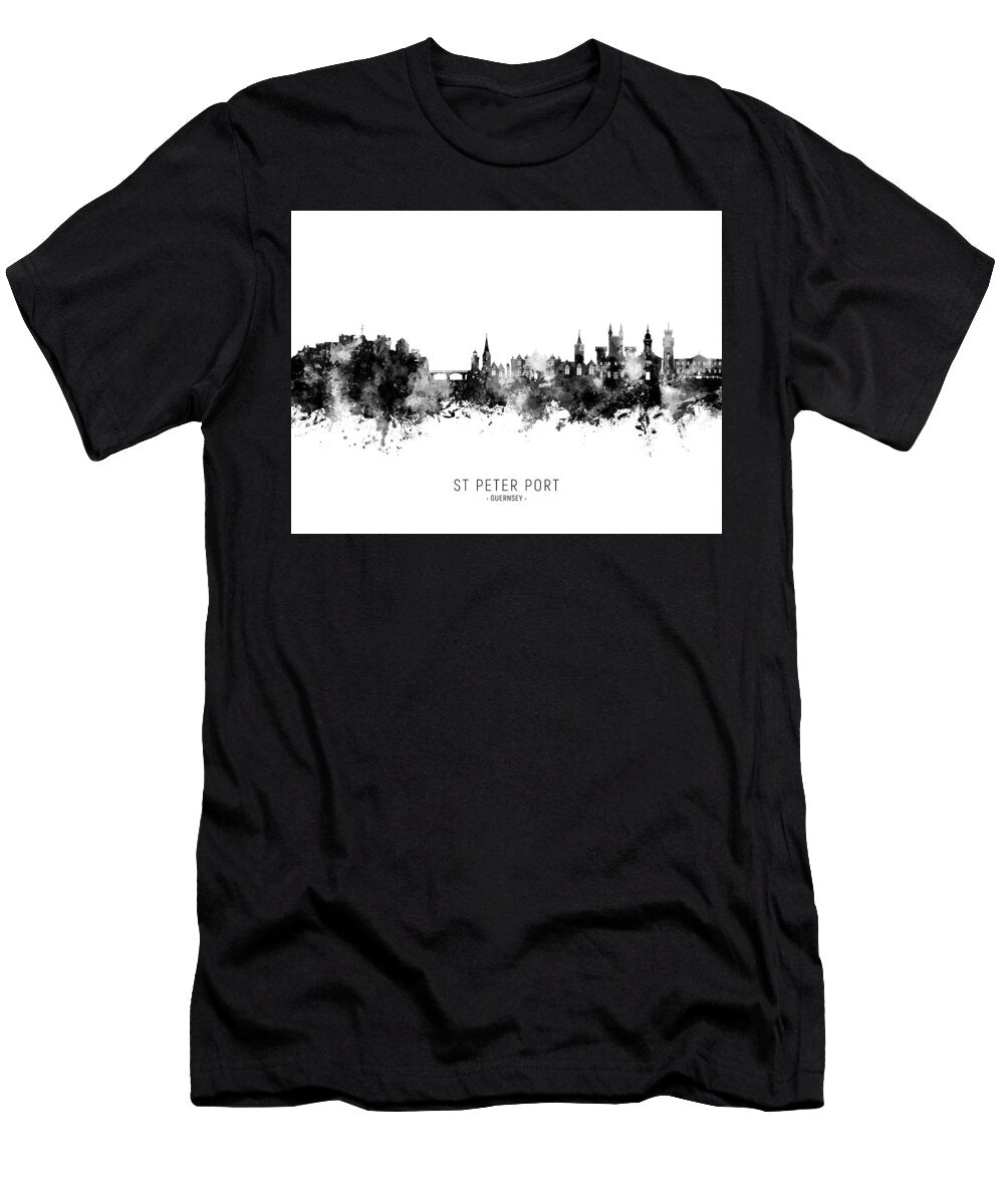 St Peter Port Guernsey Channel Islands Skyline 21 Michael Tompsett T-Shirt