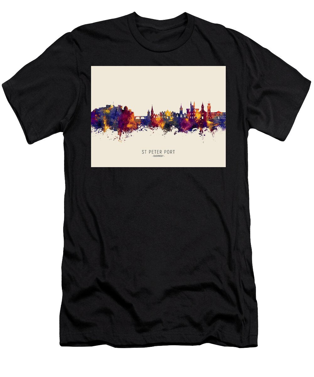 St Peter Port Guernsey Channel Islands Skyline 25 Michael Tompsett T-Shirt