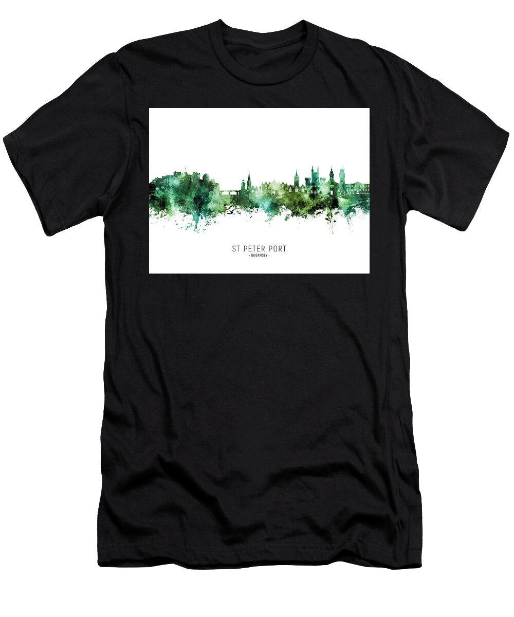 St Peter Port Guernsey Channel Islands Skyline 28 Michael Tompsett T-Shirt