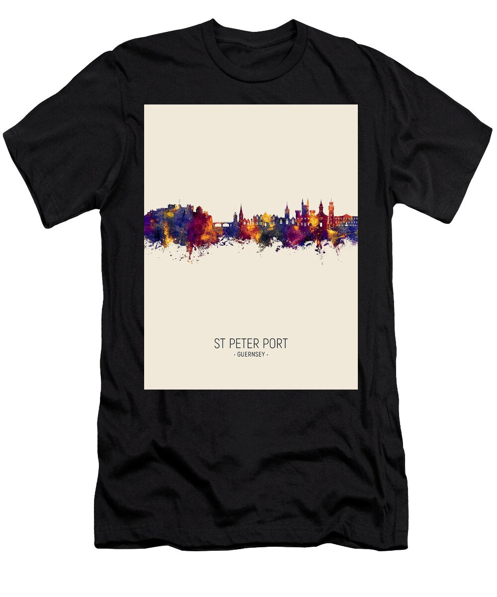 St Peter Port Guernsey Channel Islands Skyline 44 Michael Tompsett T-Shirt