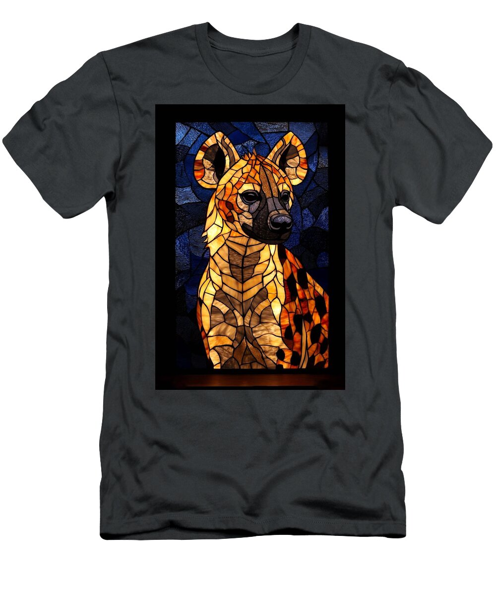 Stained Glass Hyena Portrait Spotted Hyena Luna Farmer T-Shirt