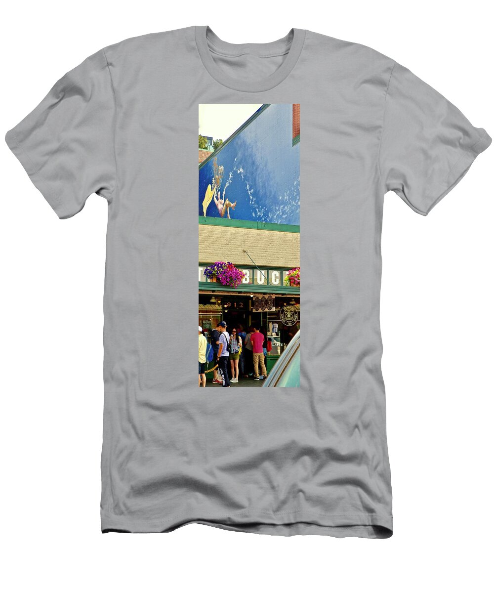 Starbucks Number One and Mural Above Brian Sereda T-Shirt