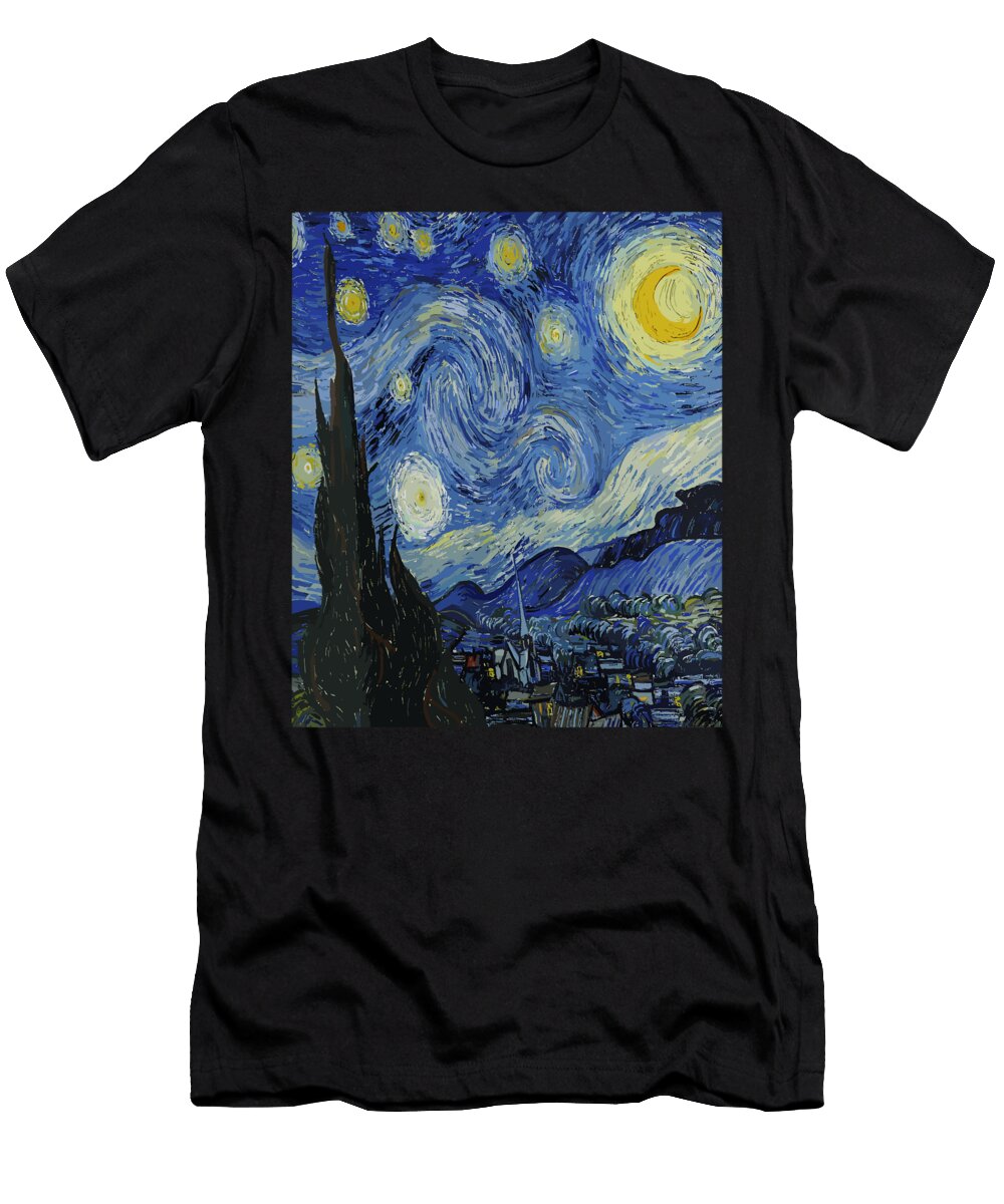 Starry Night Vincent Van Gogh Famous Cool Star Painting 1 T-Shirt