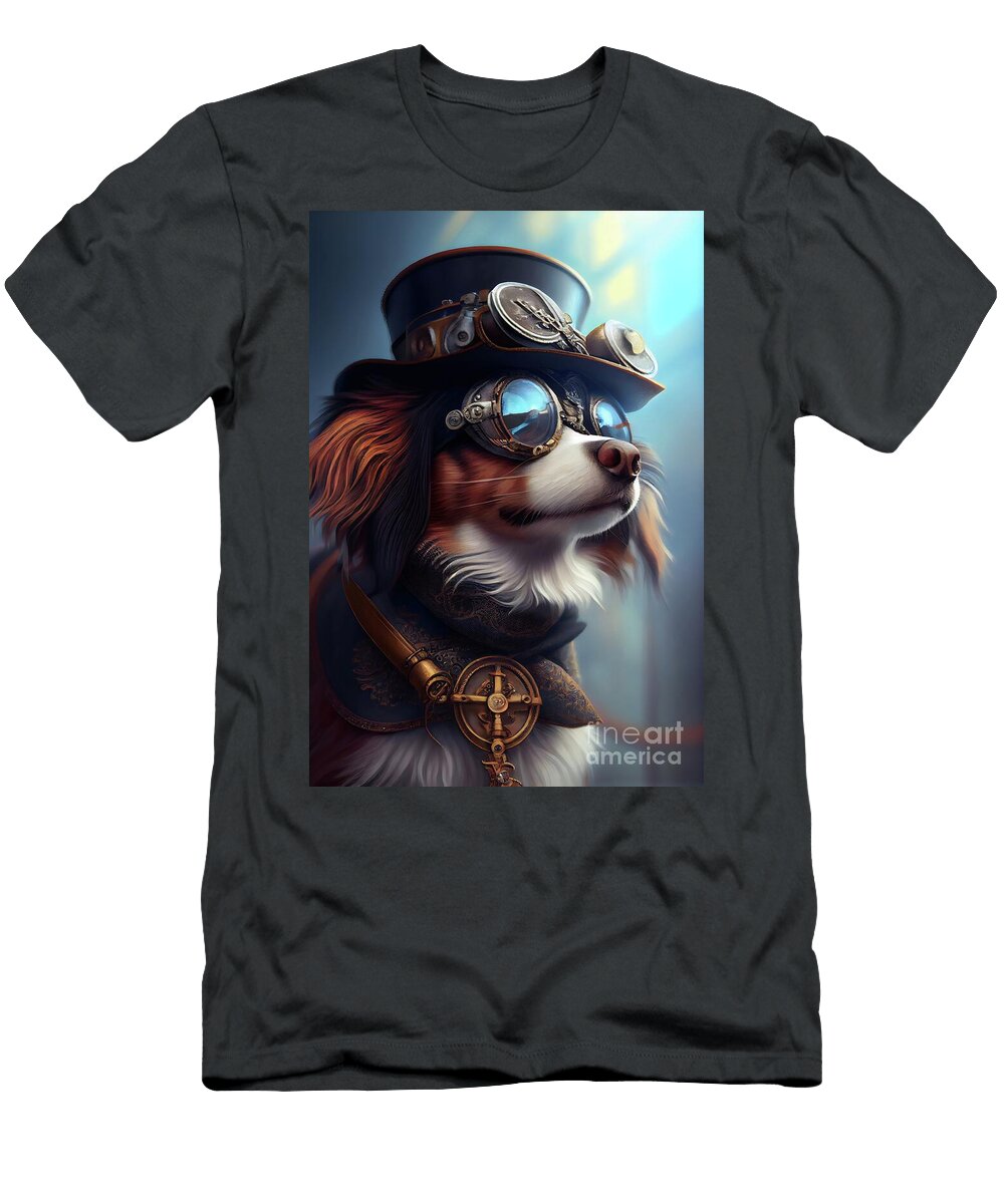 Steampunk Dog Abstract Surreal Illustration Digital Designer Art Cyberpunk Painting Beautiful Things T-Shirt