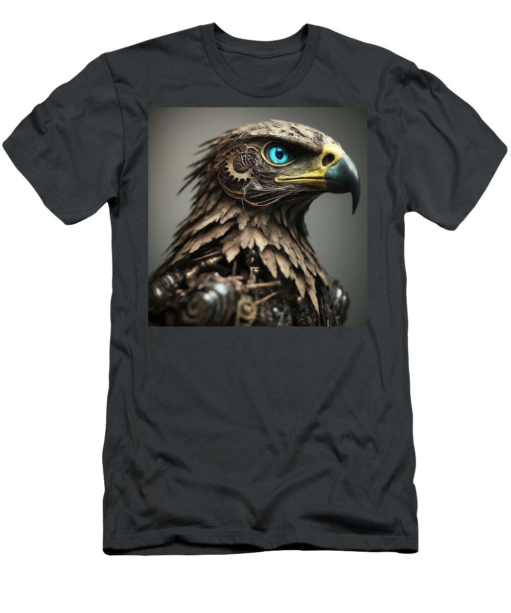 Steampunk Eagle Portrait Mechanical Bird Fantasy Digital Art Illustration Talha Khan T-Shirt