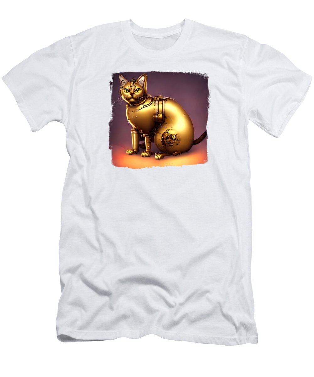 Steampunk Robot Kitty Elisabeth Lucas T-Shirt