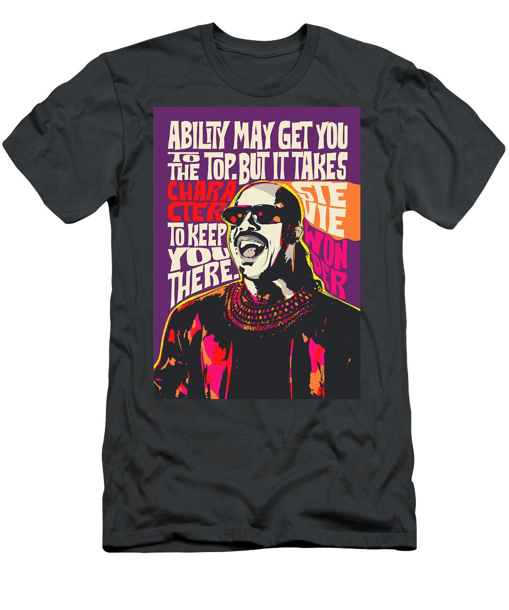 Stevie Wonder Pop Art Quote Portrait Celebrities European Bonb Creative T-Shirt