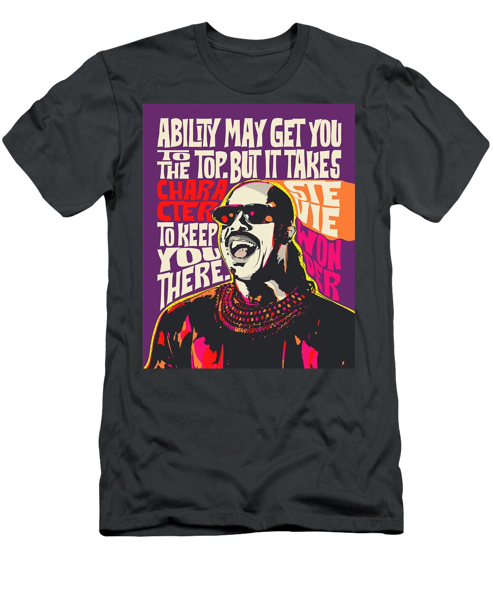 Stevie Wonder Pop Art Quote Portrait Celebrities Ratio 4 5 Bonb Creative T-Shirt