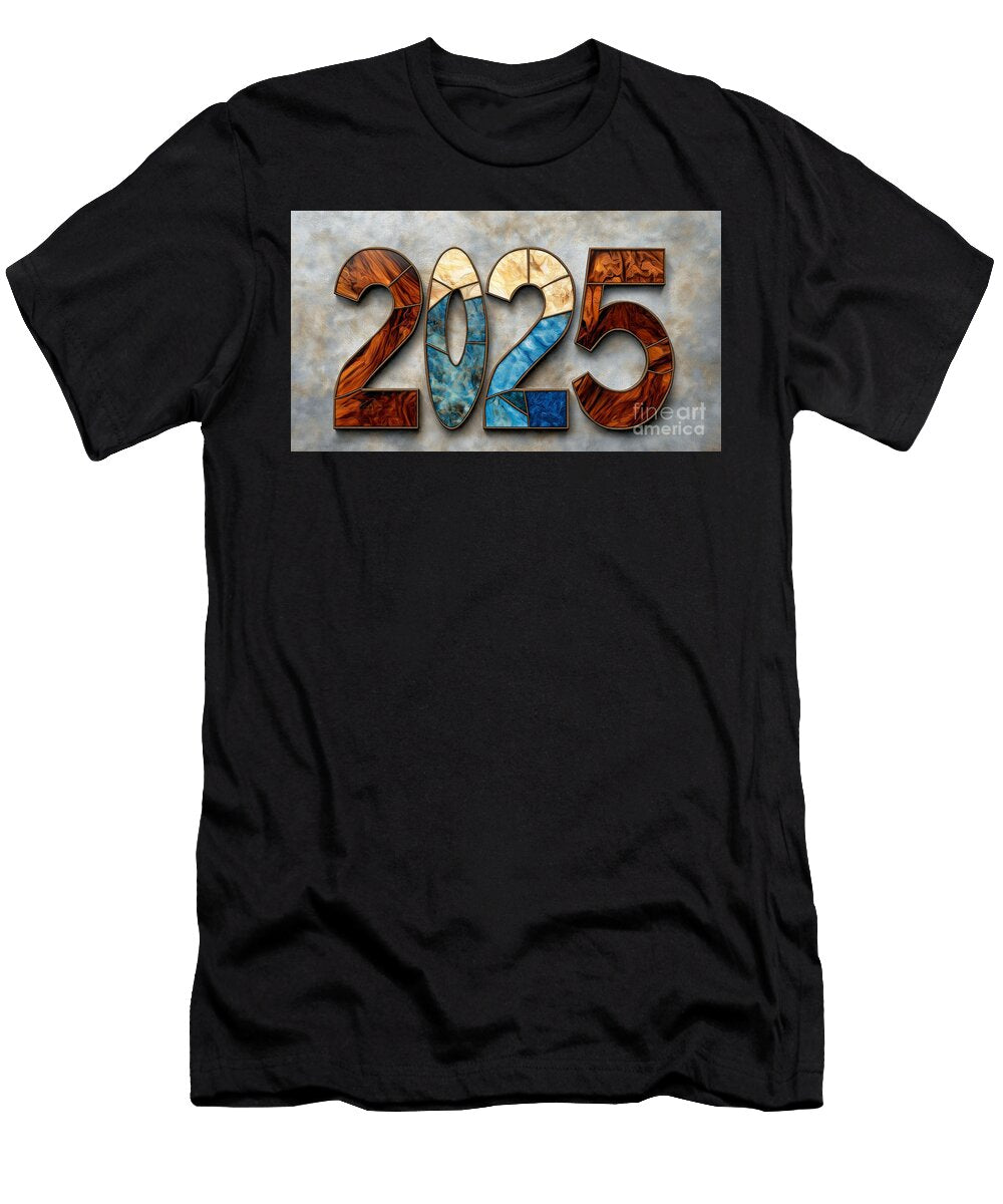 Stylized 2025 Numbers Featuring an Eyecatching and Artistic Texture Design Element Larts Studio T-Shirt