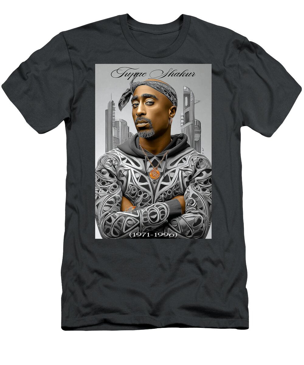 Stylized Portrait of Tupac Shakur Kevin Walker and Pixel Reverie T-Shirt