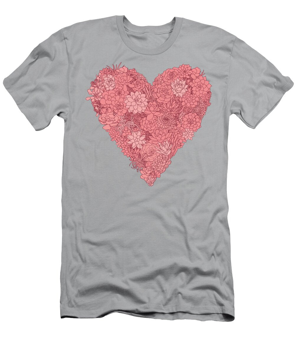 Succulent Heart Dark Background Jen Montgomery T-Shirt