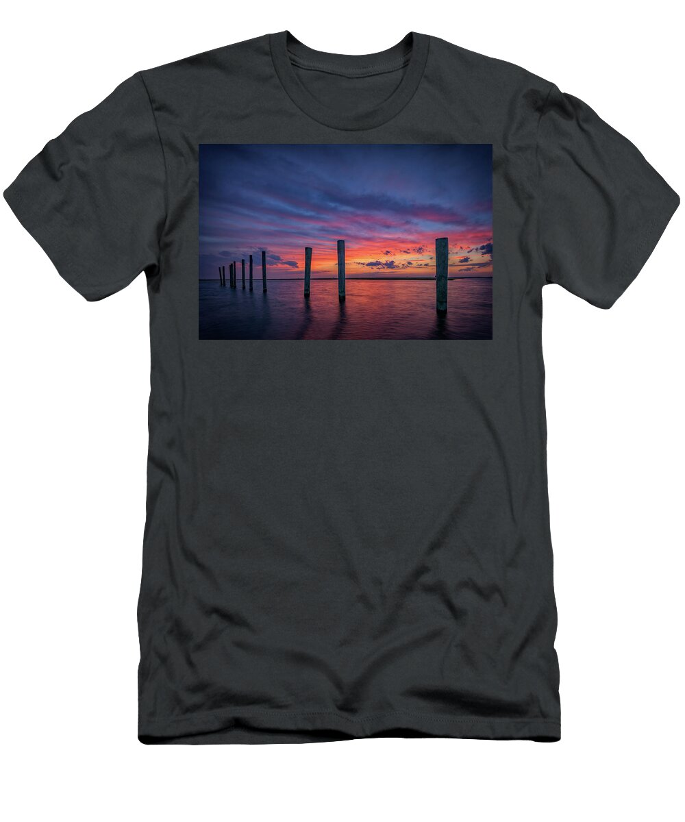 Sunset At Cedar Beach Marina Rick Berk T-Shirt