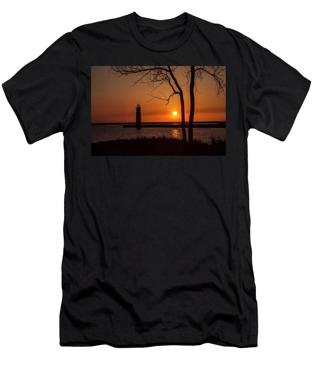 Sunset At the Lighthouse in Muskegon Michigan Randall Nyhof T-Shirt
