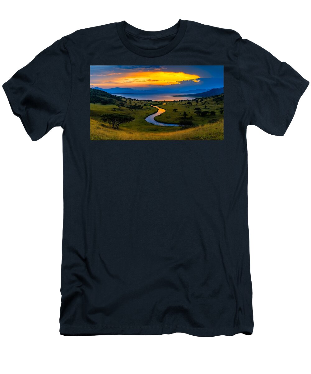 Sunset Glory Over Ugandas Kazinga Channel John Bloom T-Shirt