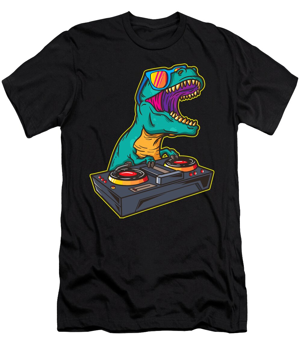 T Rex DJ Party Club Disk Jockey Gif Edm Dance Club 1 T-Shirt