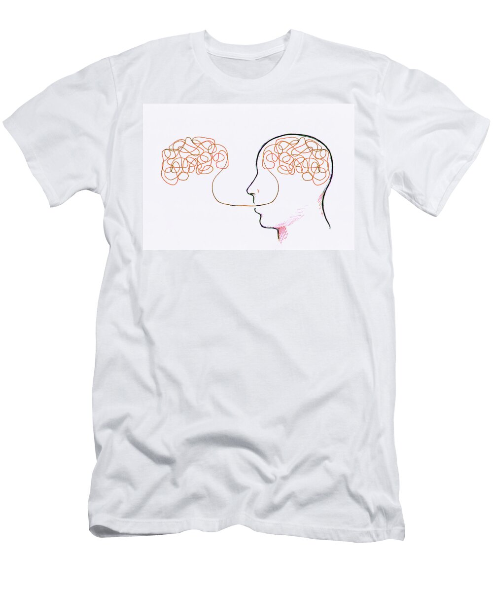 Tangled Line Inside Mans Head Connected Ikon Ikon Images T-Shirt