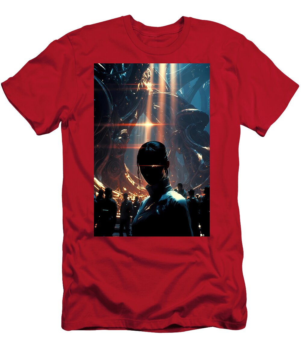 Techno Silhouette and Neon Lights Tricky Woo T-Shirt