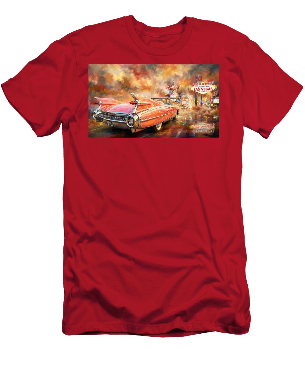 The 1959 Pink Cadillac Eldorado Biarritz on the Las Vegas Strip Automotive Art 20260512zzk Wingsdomain Art and Photography T-Shirt