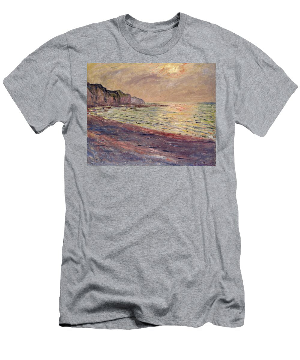 The Beach At Pourville Setting Sun 1882 Oil on Canvas Claude Monet T-Shirt