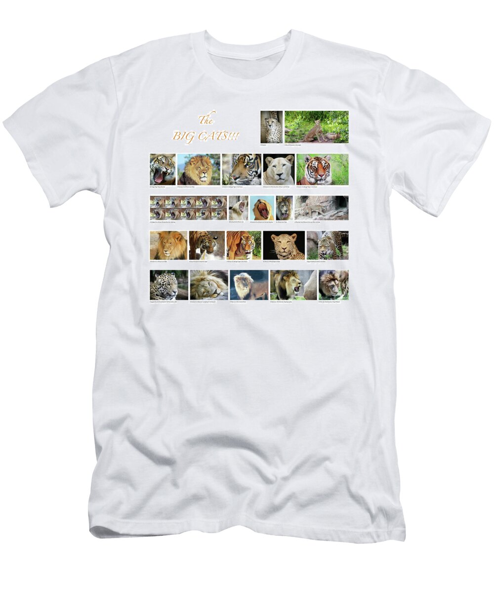 The Big Cats of the World a Collage Derrick Neill T-Shirt