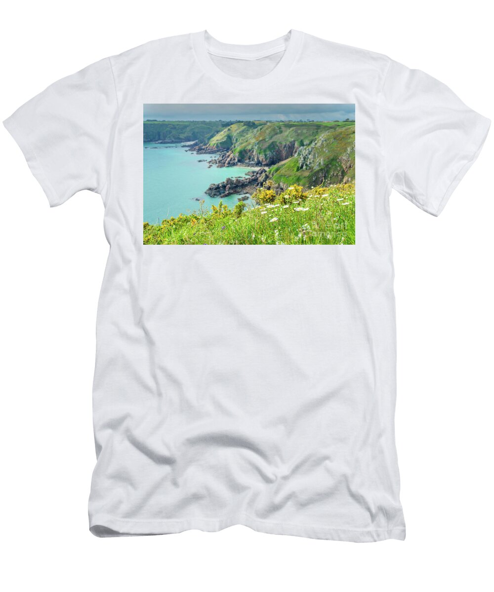 The Cliffs of Guernsey in Spring Delphimages Photo Creations T-Shirt