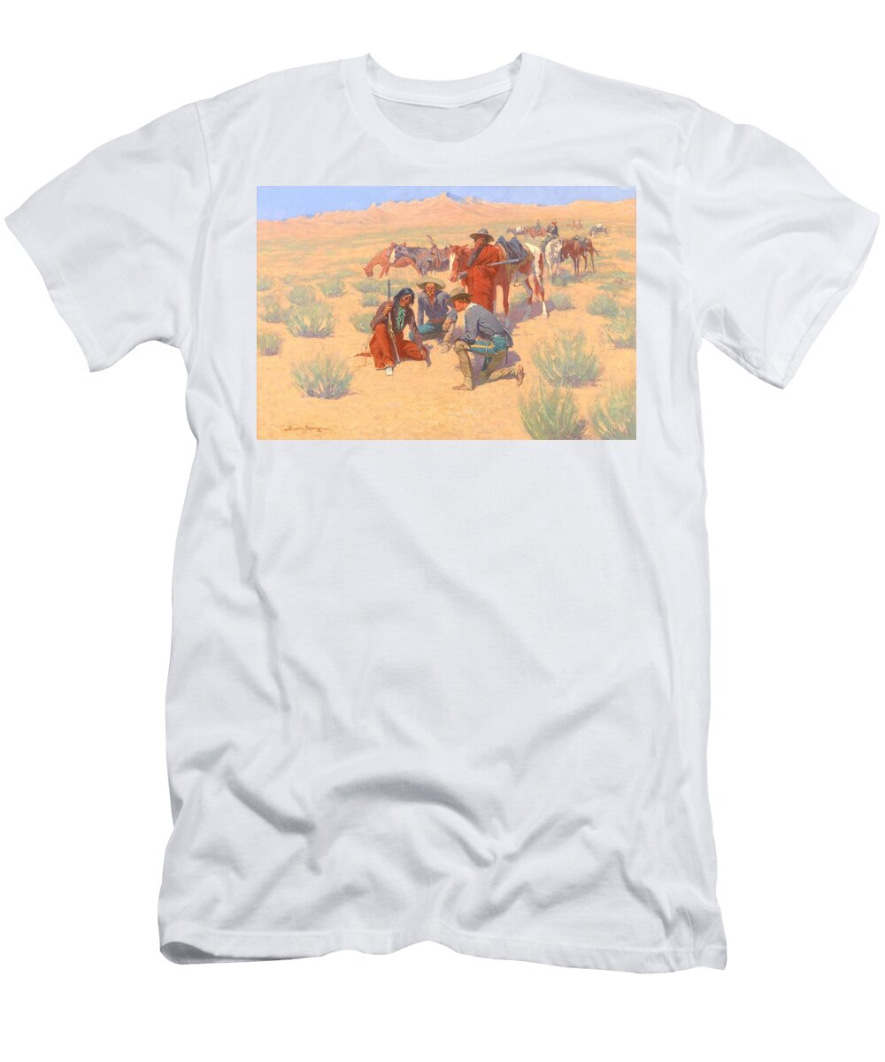 The Map in the Sand 1905 Oil on Canvas Frederic Remington T-Shirt