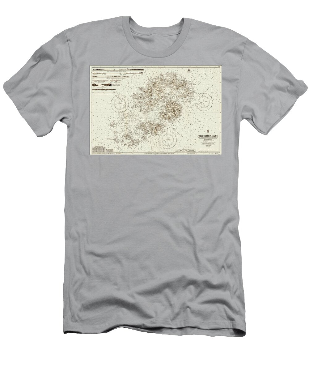 The Scilly Isles Vintage Nautical Map and Admirality Chart 34 1911 Carol Japp T-Shirt