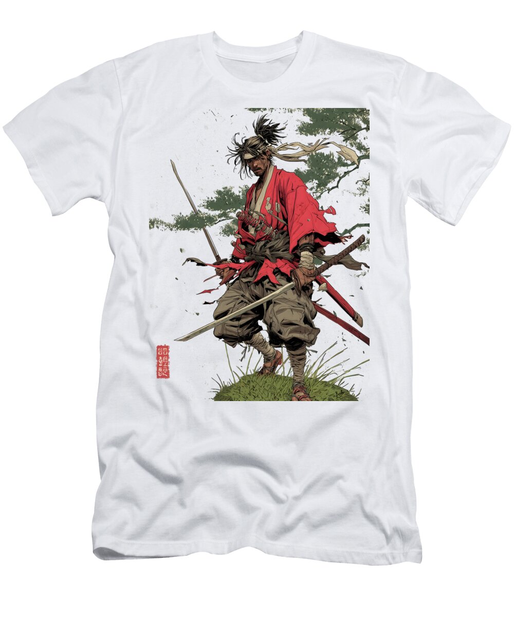 The Twin Sword Samurai Peter Awax T-Shirt