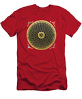 Tibetan Thangka Om Mandala with Syllable Mantra Over Red Serge Averbukh T-Shirt