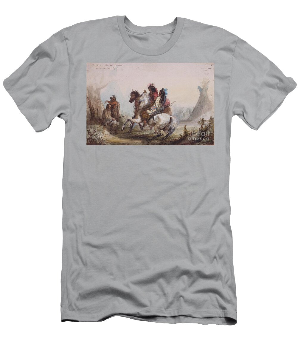 Trappers and Snake Indians Conversing By Signs C1837 Alfred Jacob Miller T-Shirt