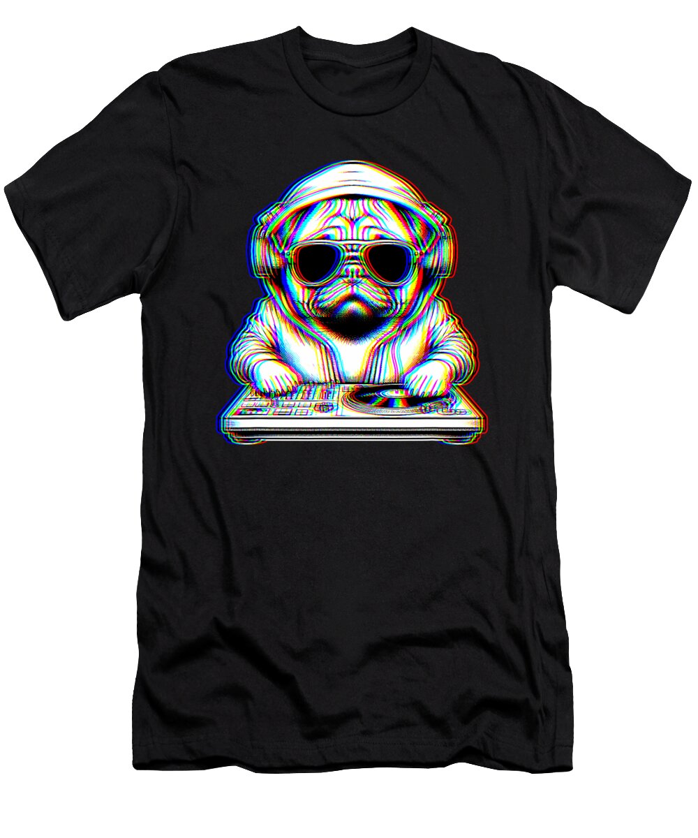 Trippy Pug Dog DJ Optical Illusion Rave Edm Sophie Eleanor T-Shirt