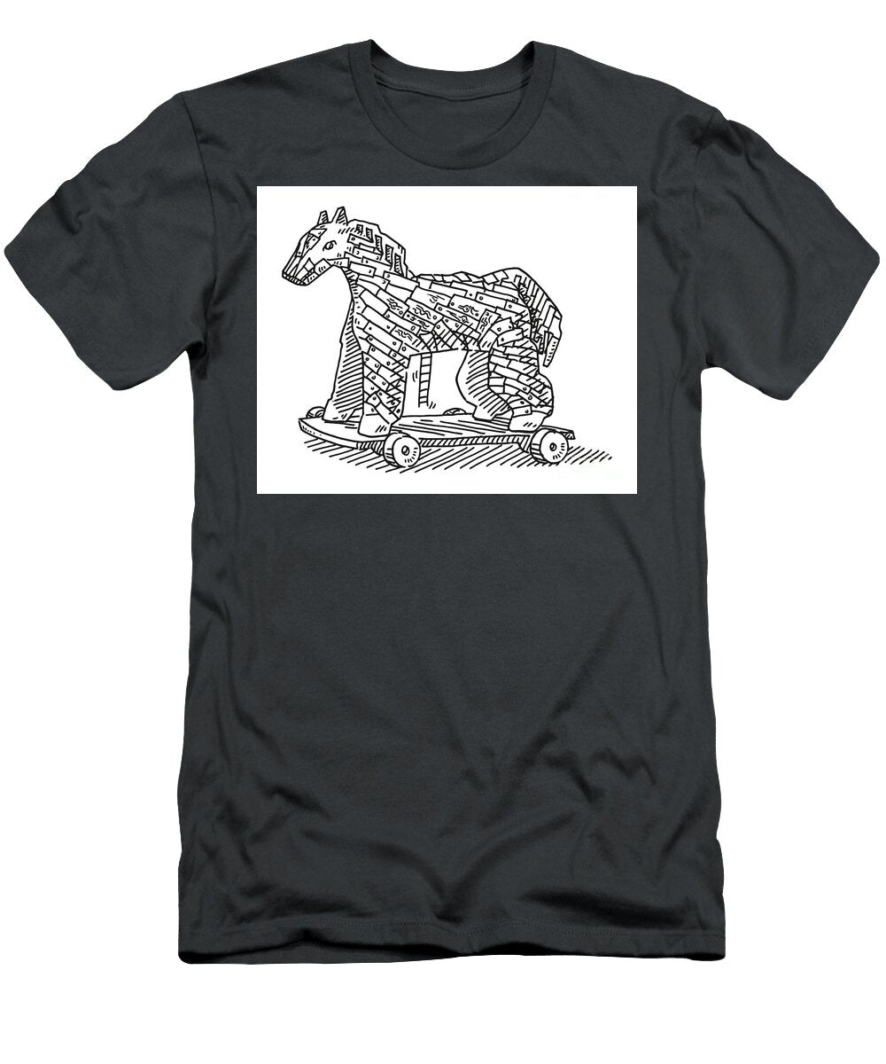 Trojan Horse Drawing Frank Ramspott T-Shirt