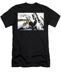 Two Black Walkie Talkies on a Tree Log Covered in Frozen White S Dorin Puha T-Shirt