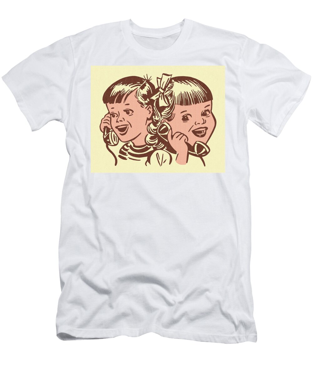 Two Children Talking on Phone Csa Images T-Shirt
