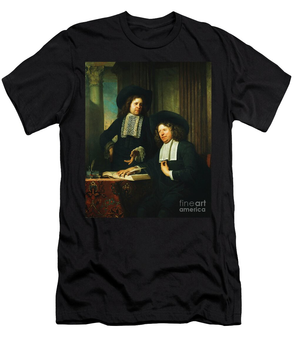 Two Gentlemen One Seated At a Table Bartolomeus Van Der Helst T-Shirt