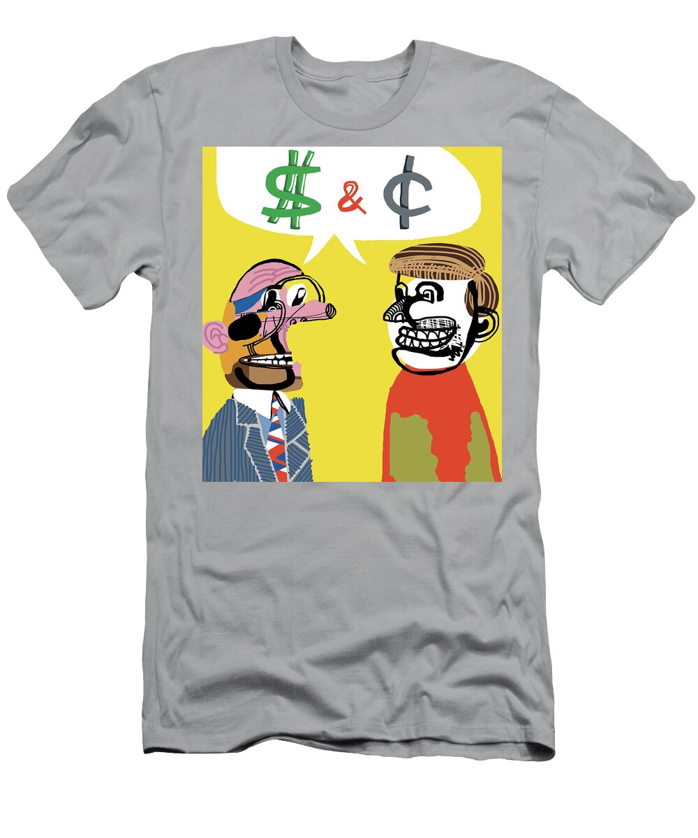 Two Men Talking Dollars and Cents Csa Images T-Shirt