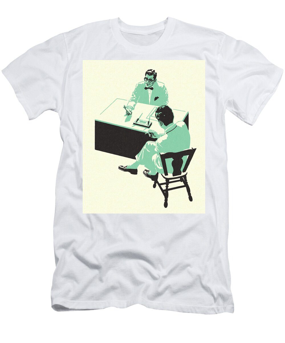 Two People Sitting At a Desk Csa Images T-Shirt