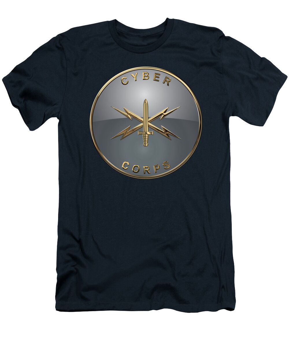 U S Army Cyber Corps Branch Insignia Blue Velvet Serge Averbukh T-Shirt