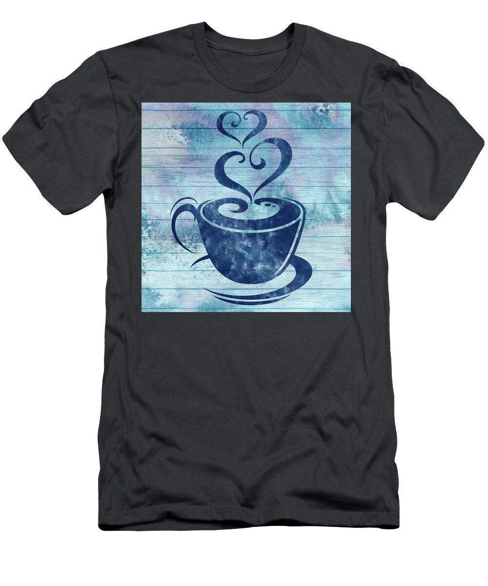 Ultramarine Blue on Turquoise Watercolor Coffee Cup Cafe Art Irina Sztukowski T-Shirt