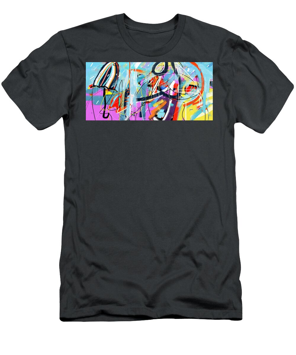 Umbrella Modern Colorful Funky Happy Abstract Wall Art Painting Iabstractart T-Shirt