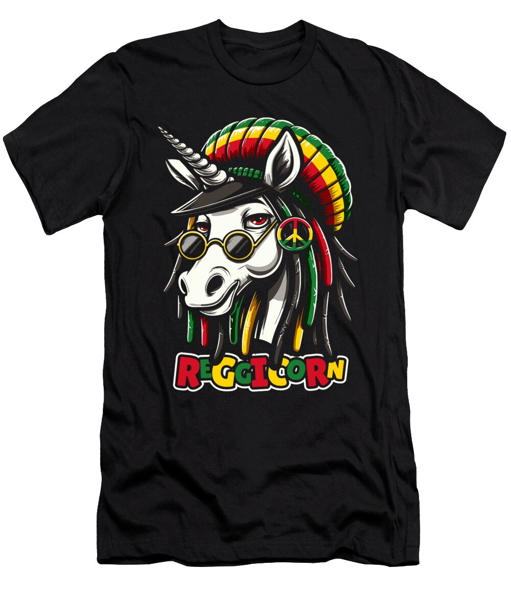 Unicorn Rastafarian Rasta Music Rastafari Reggae Reggicorn Crazy Squirrel T-Shirt