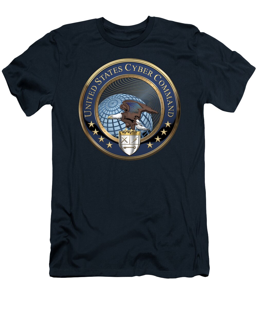 United States Cyber Command C Y B E R C O M Emblem Over Blue Velvet Serge Averbukh T-Shirt