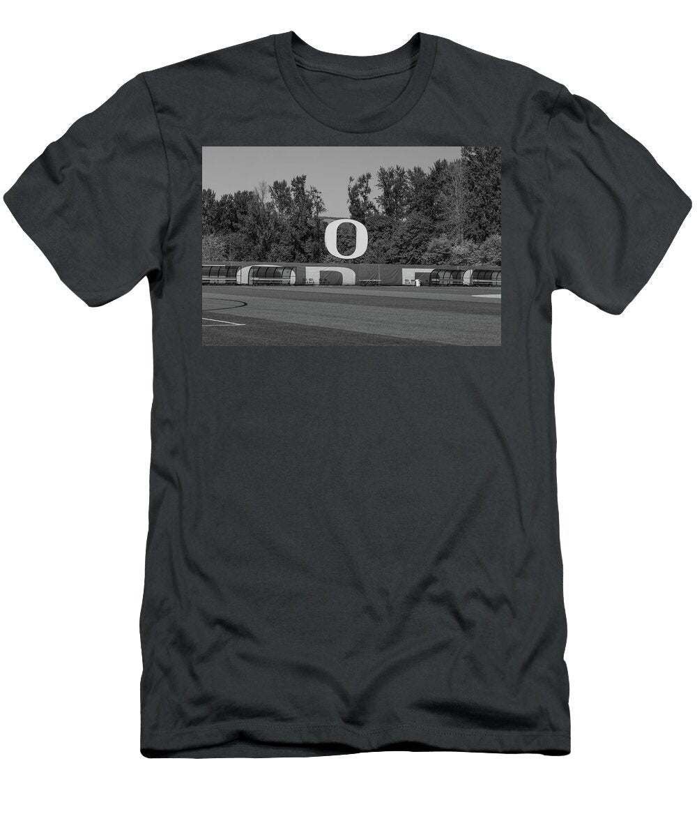 University of Oregon Football Practice Field in Black and White Eldon Mcgraw T-Shirt