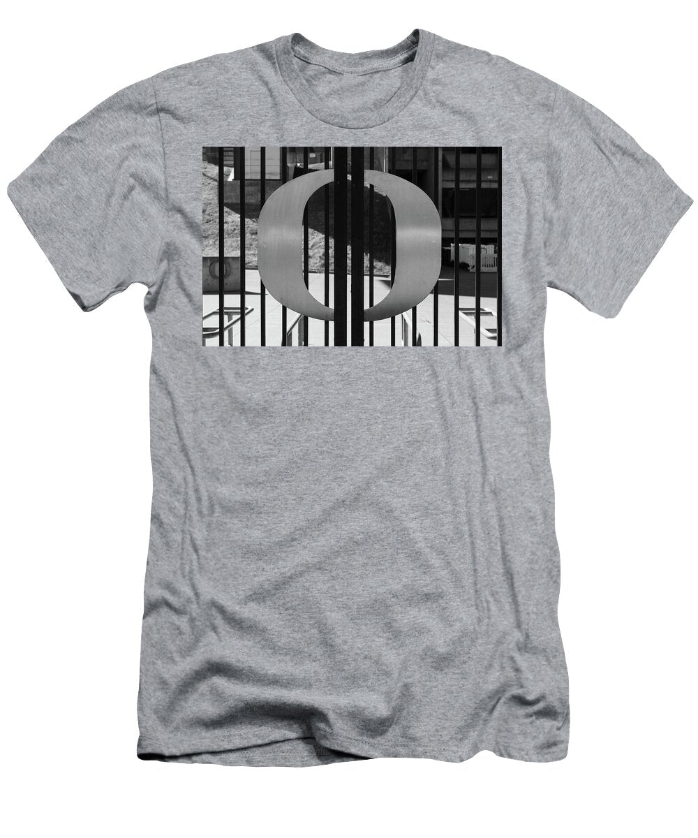 University of Oregon Logo on Gate in Black and White Eldon Mcgraw T-Shirt