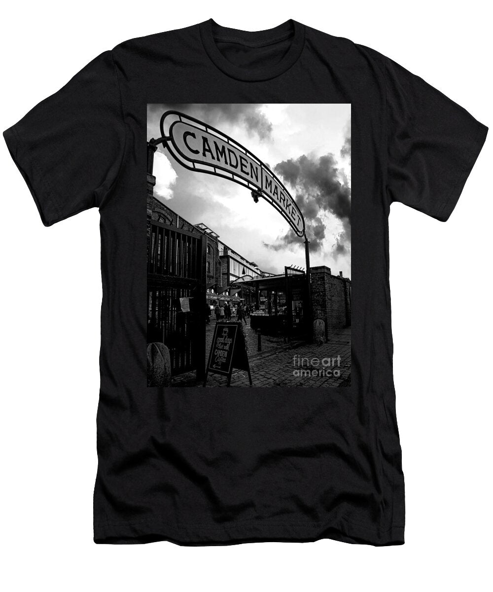Urban Contrast Camden Market Gate Architectural Composition in Dramatic Black and White Sunset Dmr Filho T-Shirt