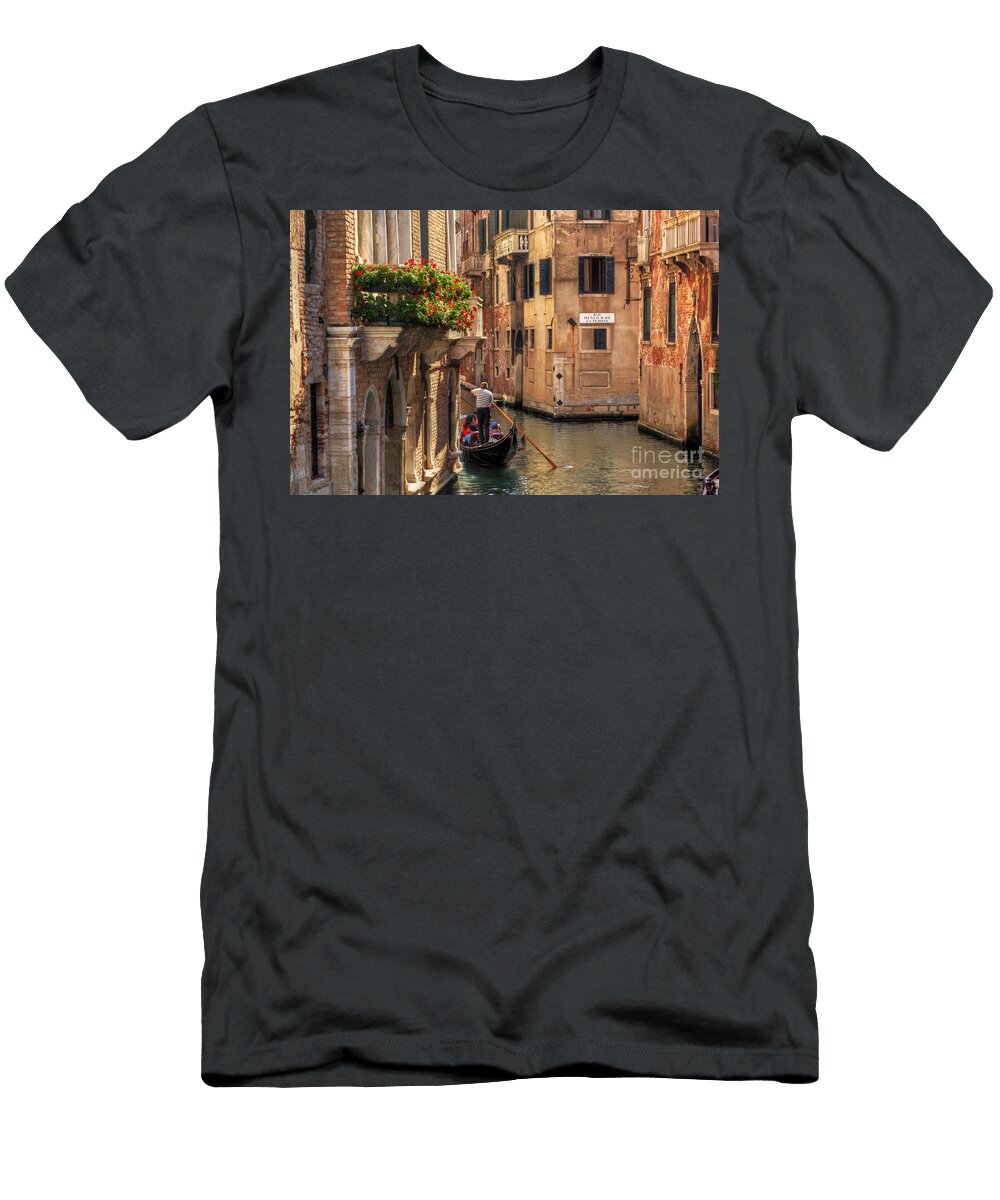 Venice Italy Gondola Floats on a Canal Among Old Venetian Architecture Michal Bednarek T-Shirt